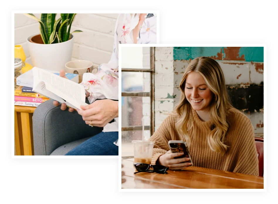 Woman Holding Phone And Books Woman Holding Phone And Books