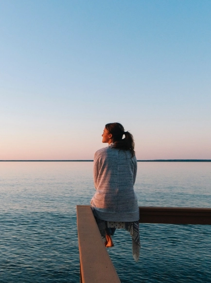 Woman Watching The Sunset Mobile Woman Watching The Sunset Mobile
